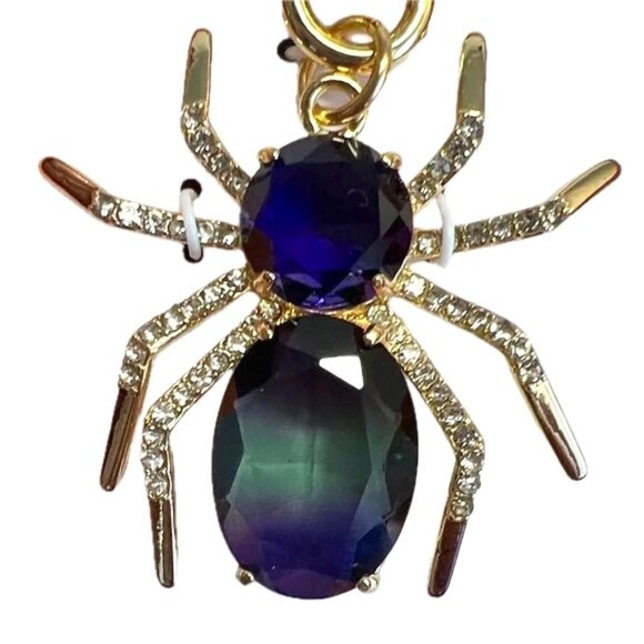 True to Form Spider Bag Charm Iridescent Crystal and Glass CZ Gold Tone Clip NIB - Picture 5 of 10